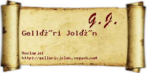 Gelléri Jolán névjegykártya
